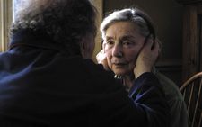 Emmanuelle Riva in the hands of Jean-Louis Trintignant in Amour